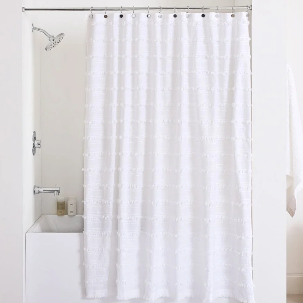 West Elm Organic Stripe Stitch Candlewick Shower Curtain